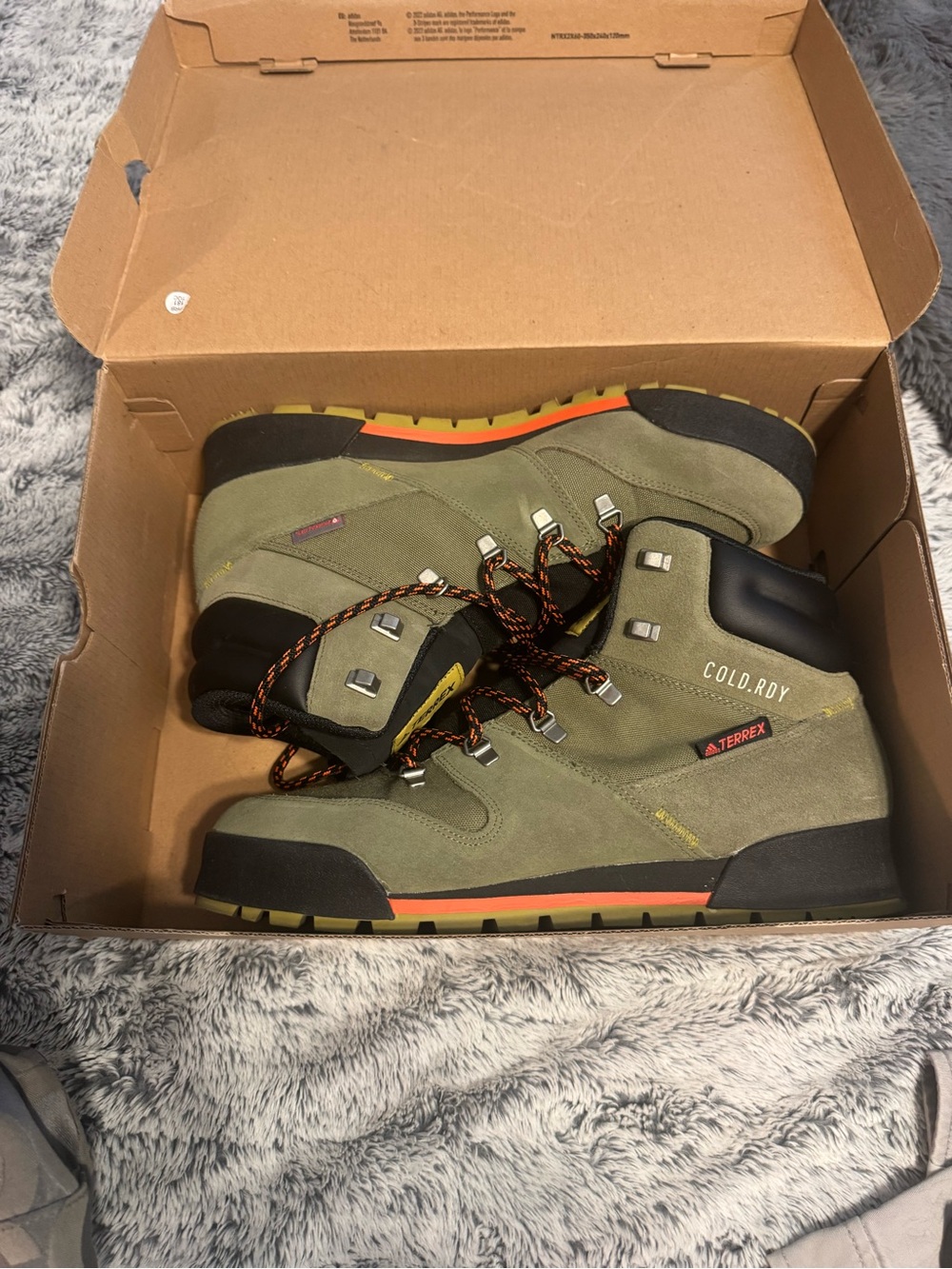 adidas Terrex Cold.RDY Olive and Black Hiker with Orange Accents